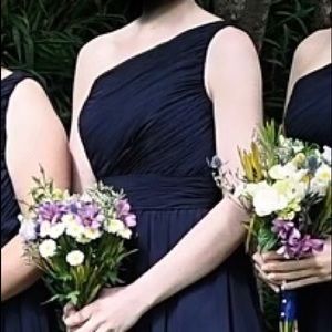 Bridesmaid/ Prom One Shoulder Navy Dress